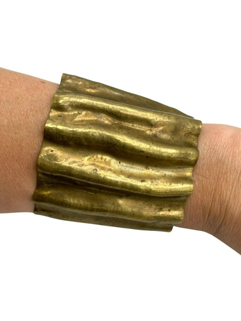Dennis Higgins Brass Cuff Bracelet Brutalist Modern MCM Adjustable Hand Crafted - Picture 3 of 8